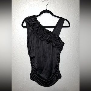 Grass Collections Ruched Top Womens Ruffles Cocktail Party Holiday NYE Sz L